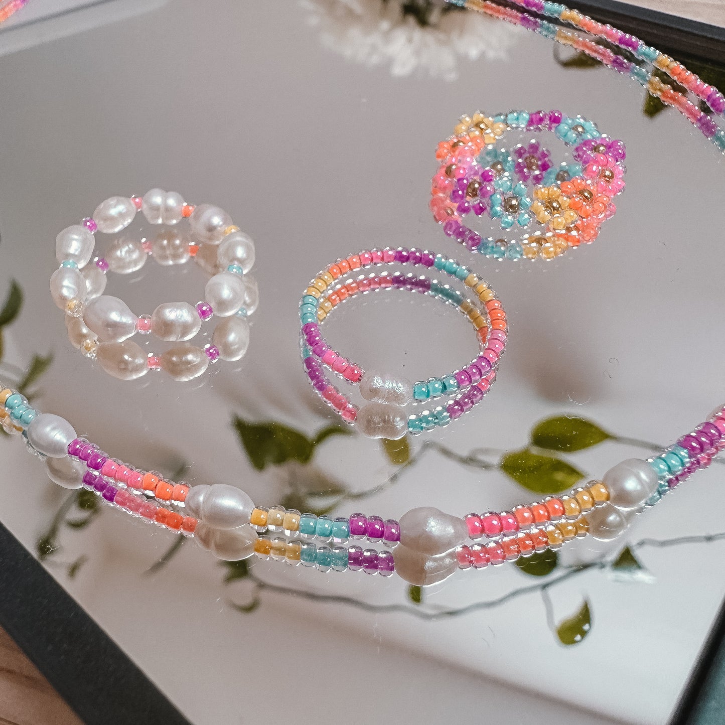Bunte Perlenkette aus Glasperlen SUNRISE