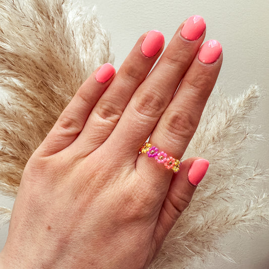 Blumenring aus Glasperlen SUNSET