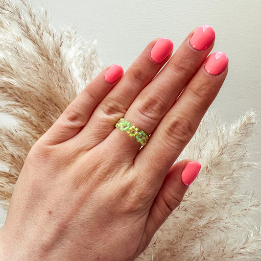 Blumenring aus Glasperlen NEON LIGHTS