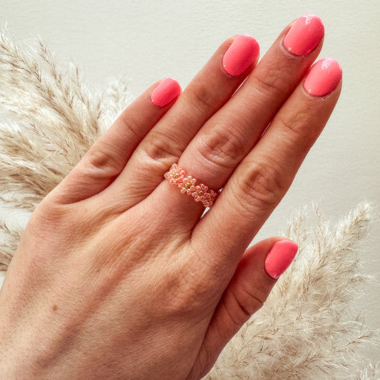 Blumenring aus Glasperlen PEACHY