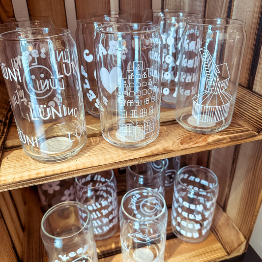 Can Glas mit Druck „Giebelhaus“