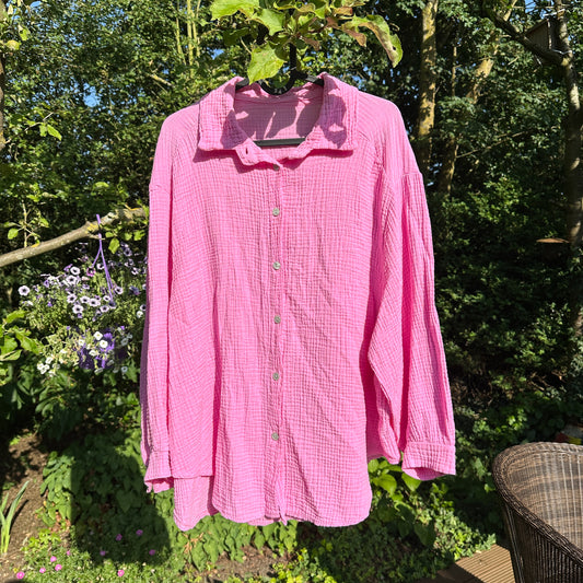 Oversize Musselinbluse "Nora" in Pink – One Size