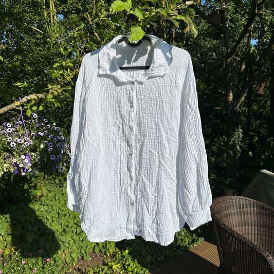 Oversize Musselinbluse "Nora" in Weiß – One Size