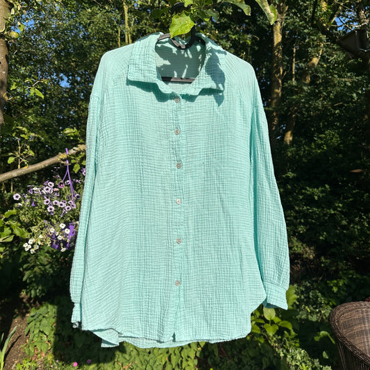 Oversize Musselinbluse "Nora" in Mintgrün – One Size