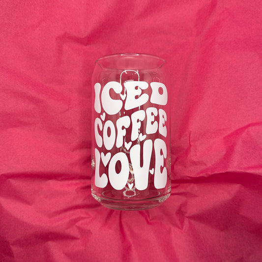 Can Glas mit Druck „Iced Coffee Love“