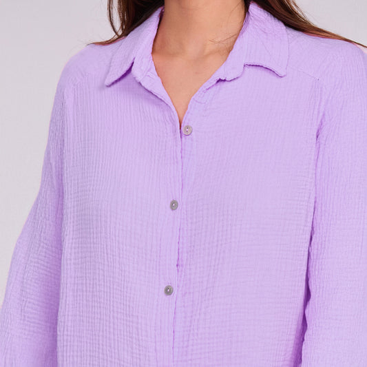 Oversize Musselinbluse "Mia" in Flieder – One Size