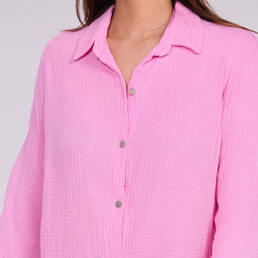 Oversize Musselinbluse "Mia" in Pink – One Size