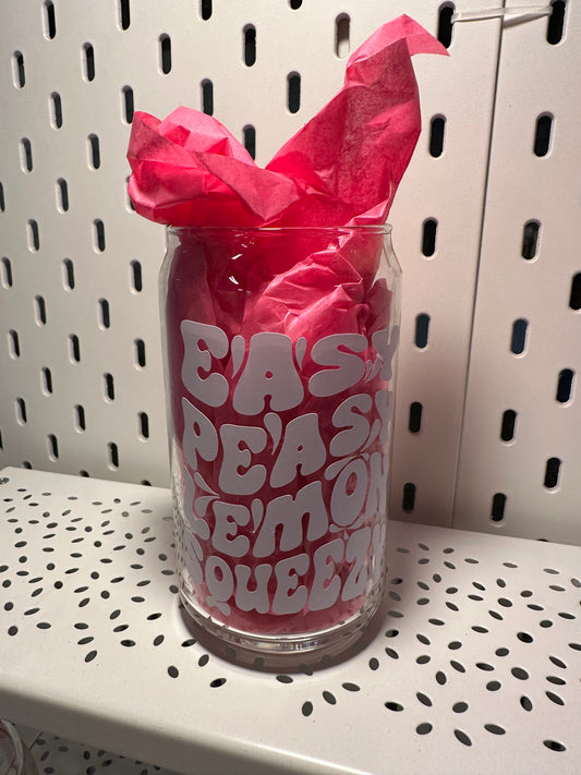 Can Glas mit Druck „Easy peasy lemon squeezy“