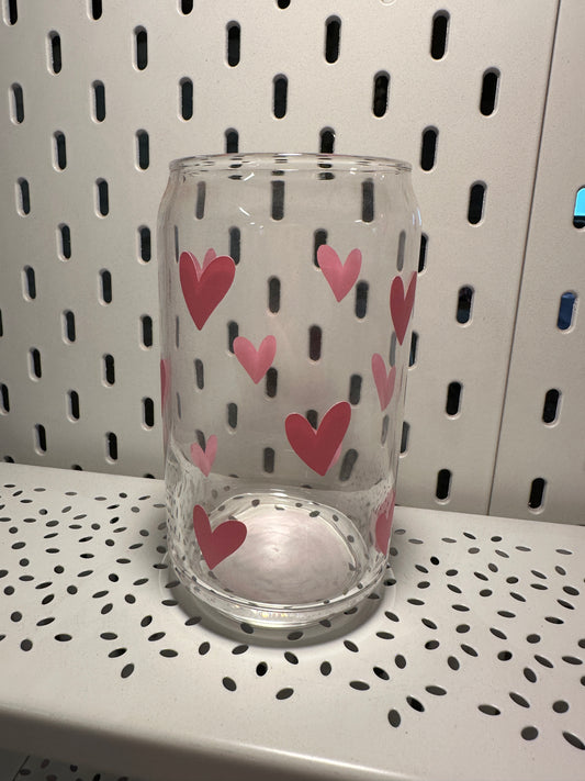 Can Glas mit Druck „rosa Herzen“