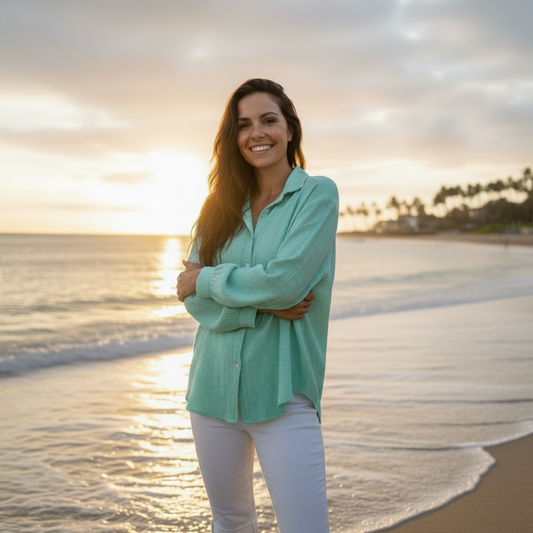 Oversize Musselinbluse "Nora" in Mintgrün – One Size