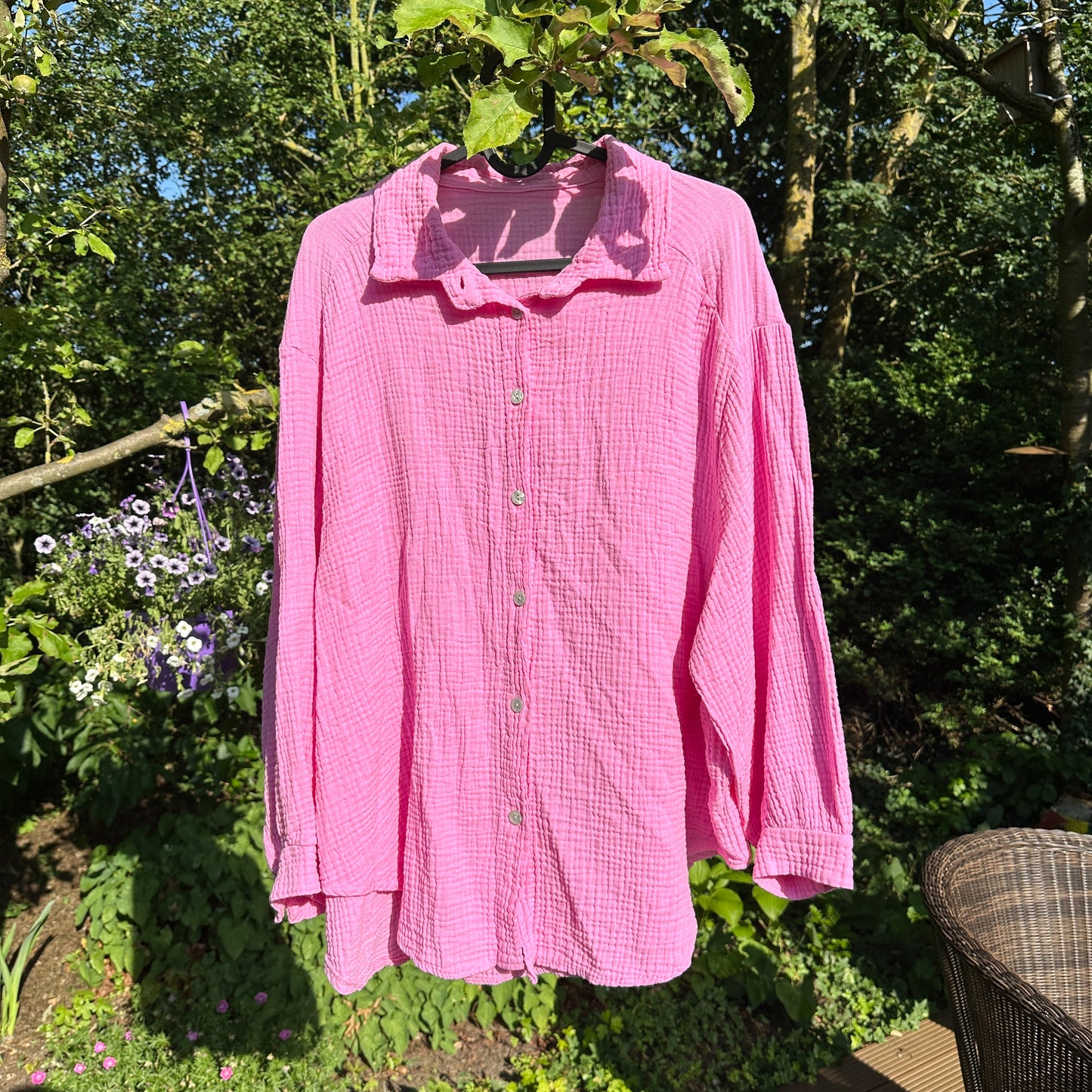 Oversize Musselinbluse "Nora" in Pink – One Size
