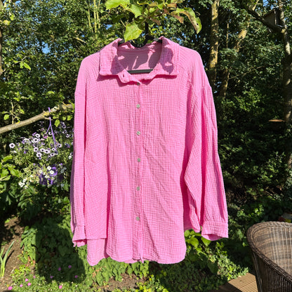 Oversize Musselinbluse "Nora" in Pink – One Size