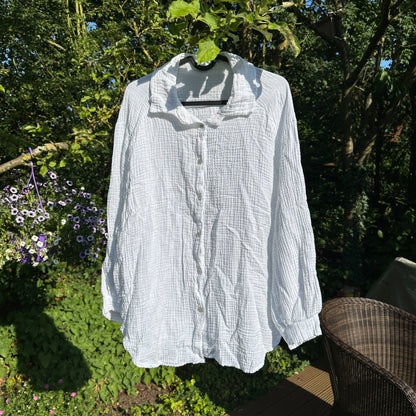 Oversize Musselinbluse "Nora" in Weiß – One Size