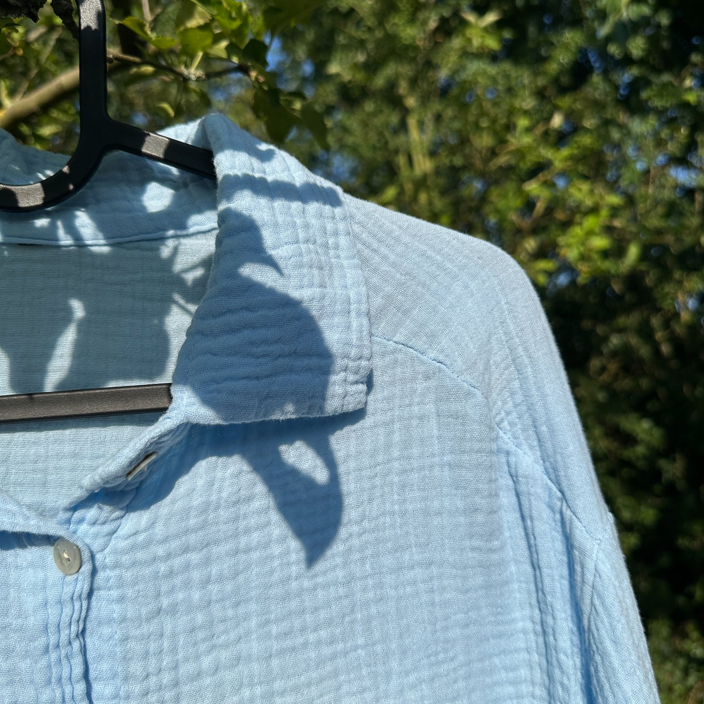 Oversize Musselinbluse "Nora" in Hellblau – One Size