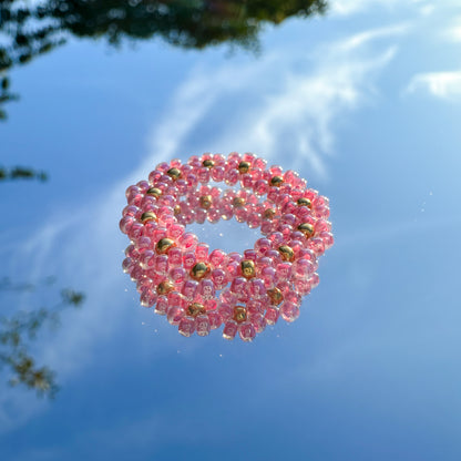 Blumenring "Lilly" aus Glasperlen in Rosa