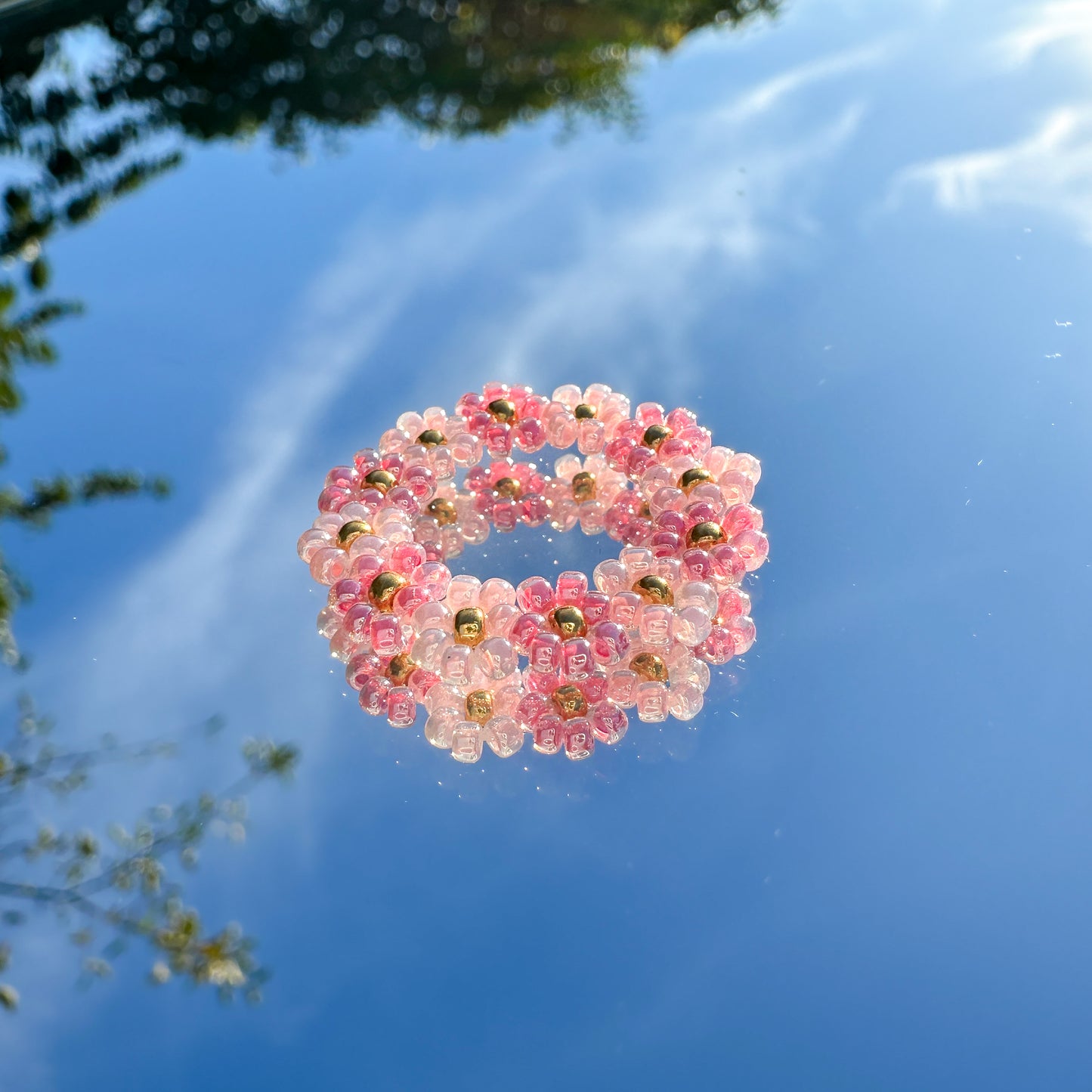 Blumenring "Lynn" aus bunten Glasperlen