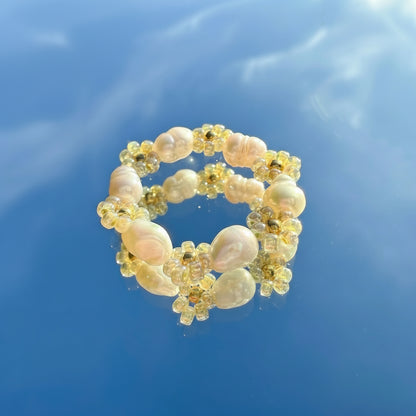 Blumenring "Flora" aus Süßwasser- und Glasperlen