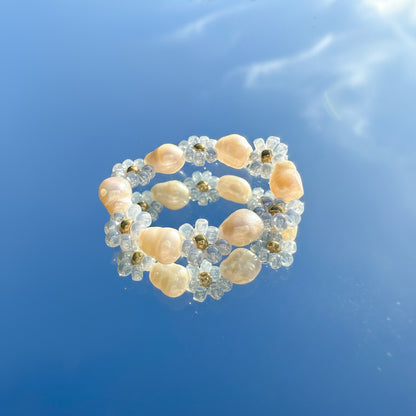 Blumenring "Flora" aus Süßwasser- und Glasperlen