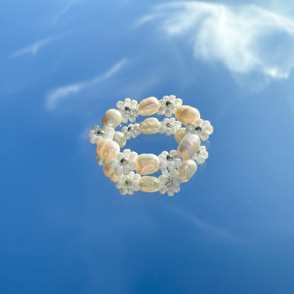 Blumenring "Flora" aus Süßwasser- und Glasperlen