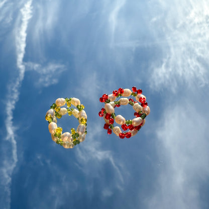 Blumenring "Cherry Pearl" mit Süßwasserperlen und Kirschen