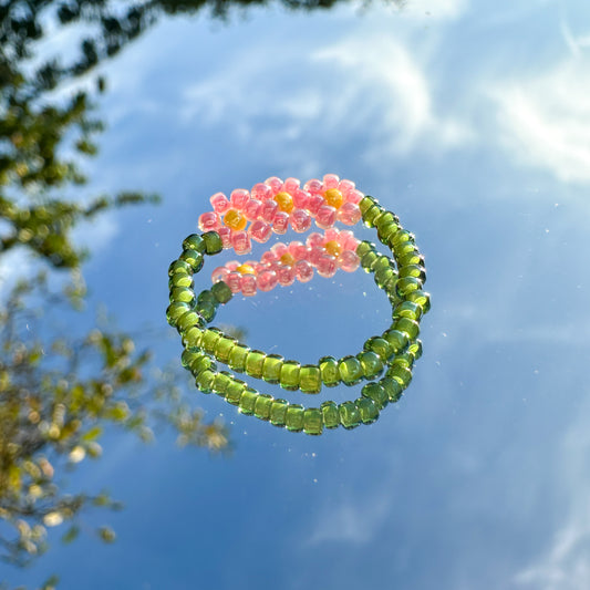 Blumenring "Maggie" aus Glasperlen mit 3 Margeriten