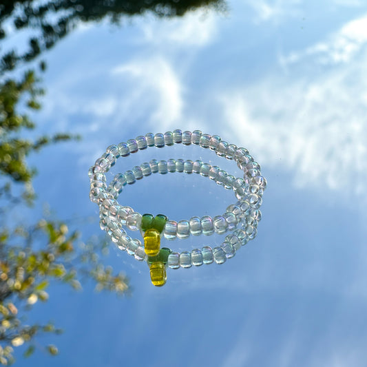 Perlenring "Emily" aus transparenten Glasperlen mit Zitrone