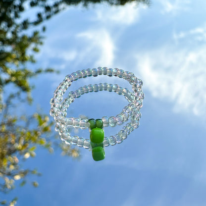 Perlenring "Emily" aus transparenten Glasperlen mit Limette