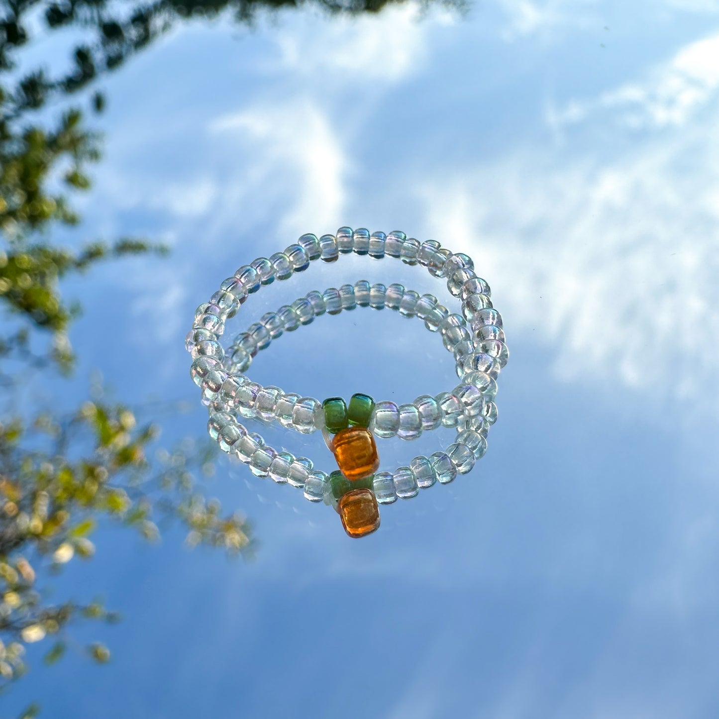Perlenring "Emily" aus transparenten Glasperlen mit Orange