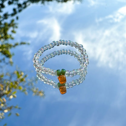 Perlenring "Emily" aus transparenten Glasperlen mit Orange