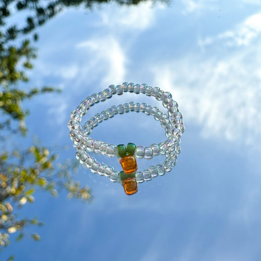 Perlenring "Emily" aus transparenten Glasperlen mit Orange