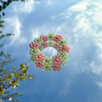Blumenring "Rosy" aus Glasperlen in Rosa und Mintgrün