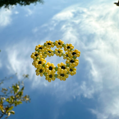 Blumenring aus Glasperlen "Sunny Meadow" mit Sonnenblumen
