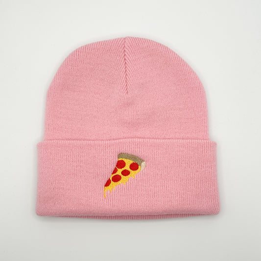 Beanie Mütze in Pink mit Stick „Pizza“