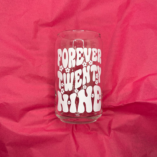 Can Glas mit Druck „Forever 29“