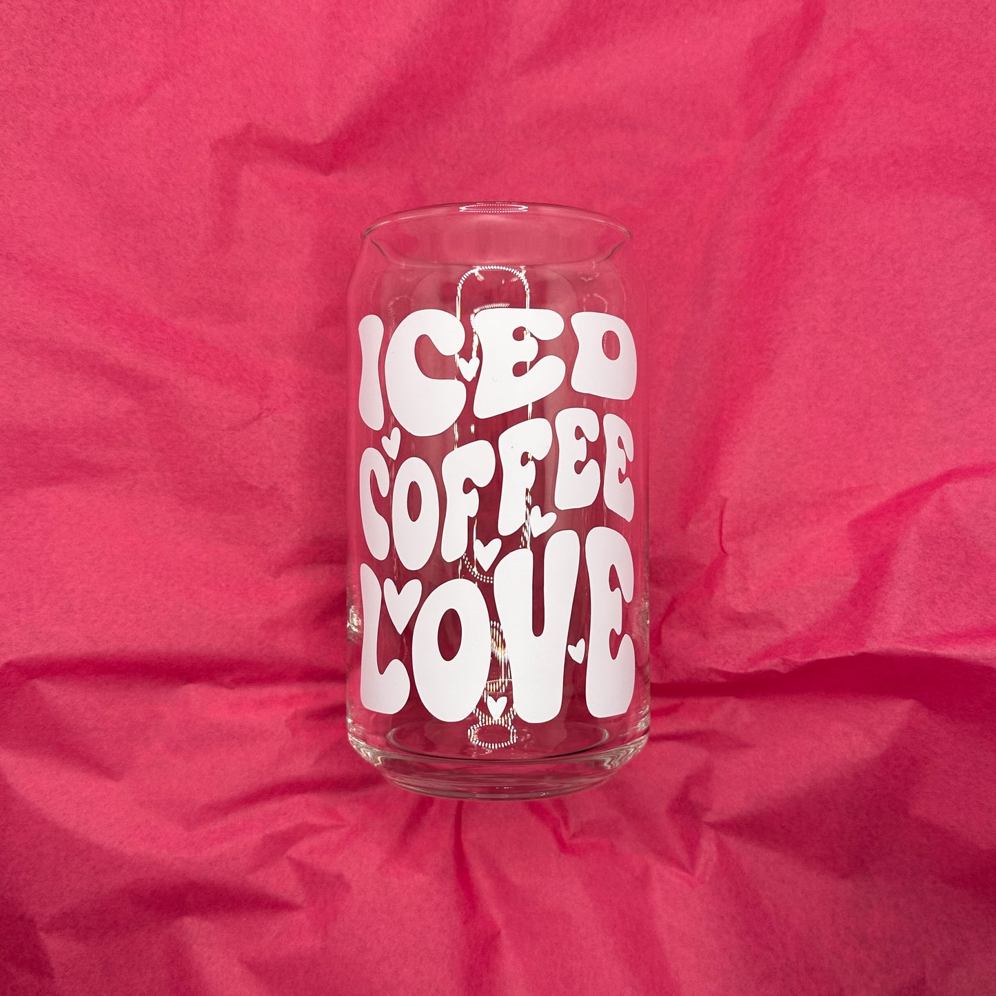 Can Glas mit Druck „Iced Coffee Love“