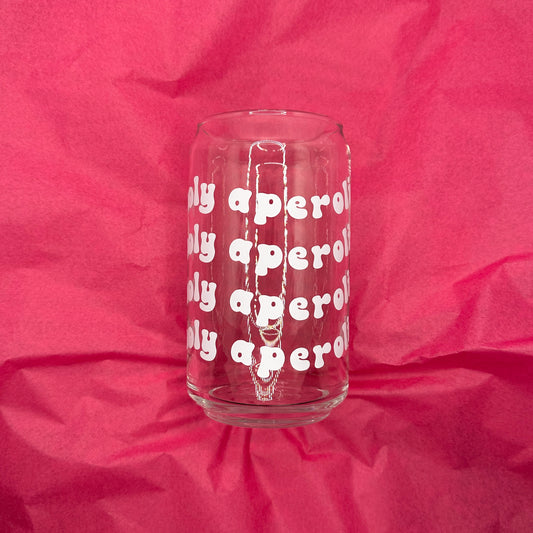 Can Glas mit Druck „Holy Aperoli“