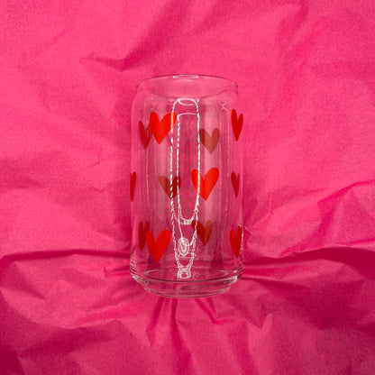 Can Glas mit Druck „Rote Herzen“