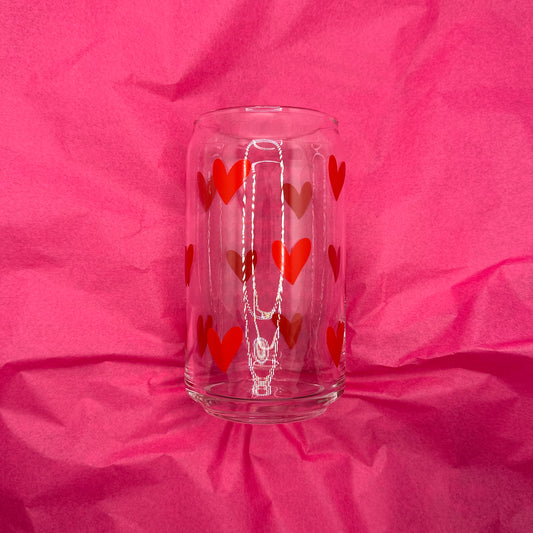 Can Glas mit Druck „Rote Herzen“