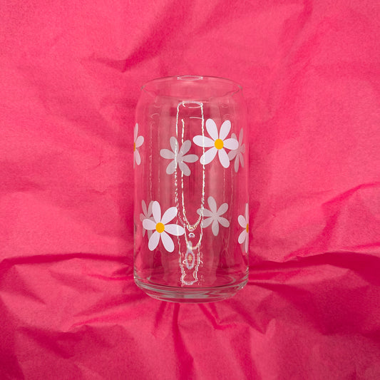 Can Glas mit Druck „Gänseblümchen“