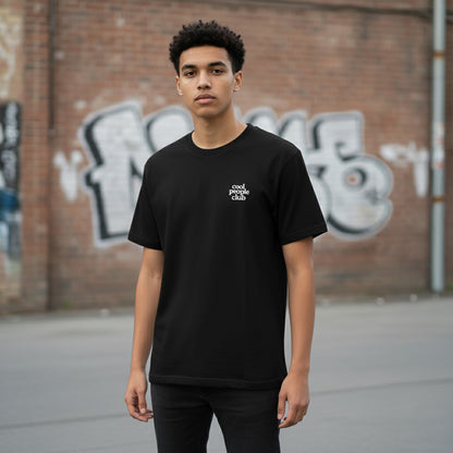 Unisex T-Shirt in Schwarz mit Backprint „Cut my life into Pizza“