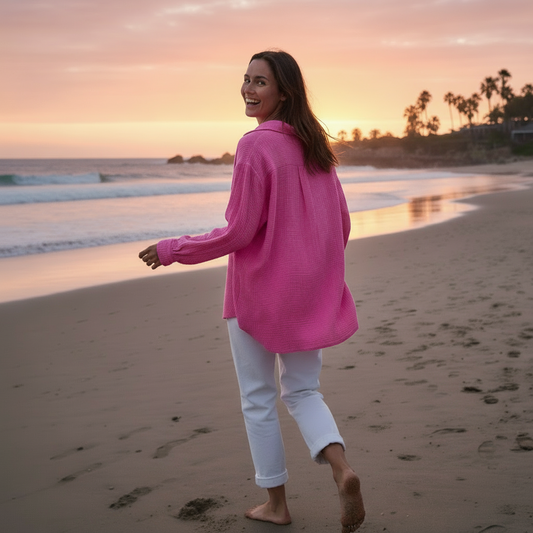 Oversize Musselinbluse "Nora" in Pink – One Size