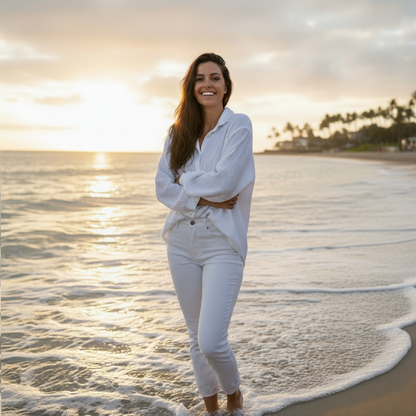 Oversize Musselinbluse "Nora" in Weiß – One Size