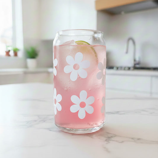 Can Glas mit Druck „Blumen“