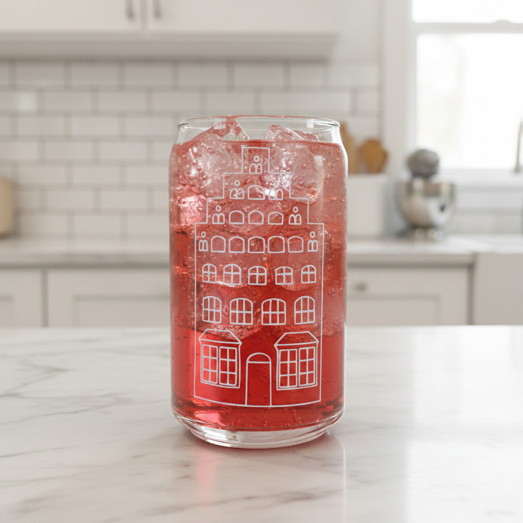 Can Glas mit Druck „Giebelhaus“
