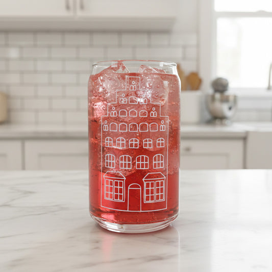 Can Glas mit Druck „Giebelhaus“