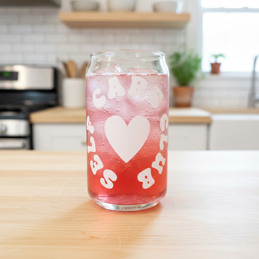 Can Glas mit Druck „Self Care Club“