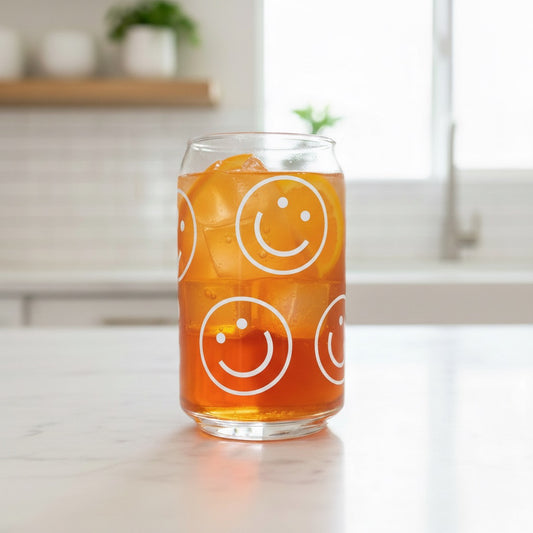 Can Glas mit Druck „Smileys“
