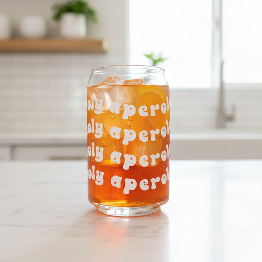 Can Glas mit Druck „Holy Aperoli“