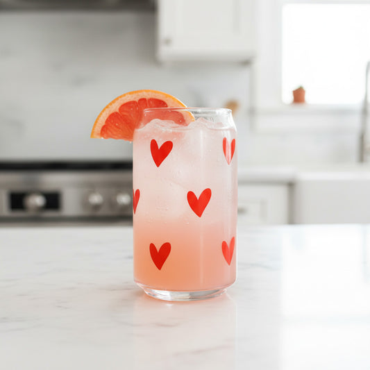 Can Glas mit Druck „Rote Herzen“