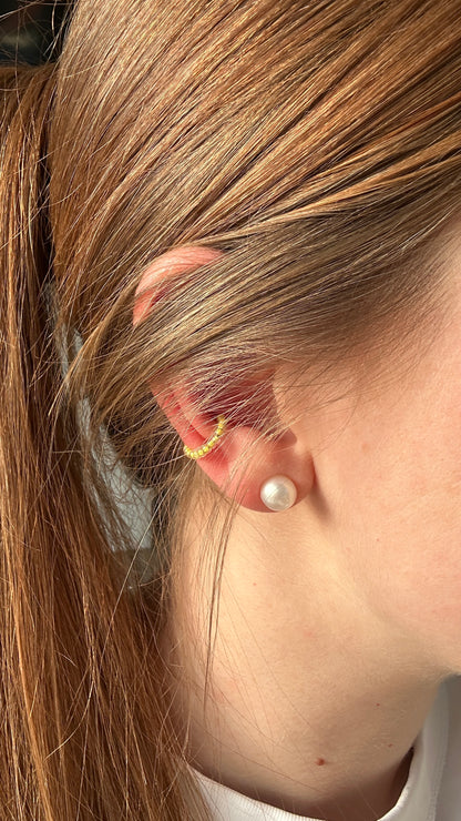 Earcuff "Jula" aus Edelstahl und Glasperlen in Gelb